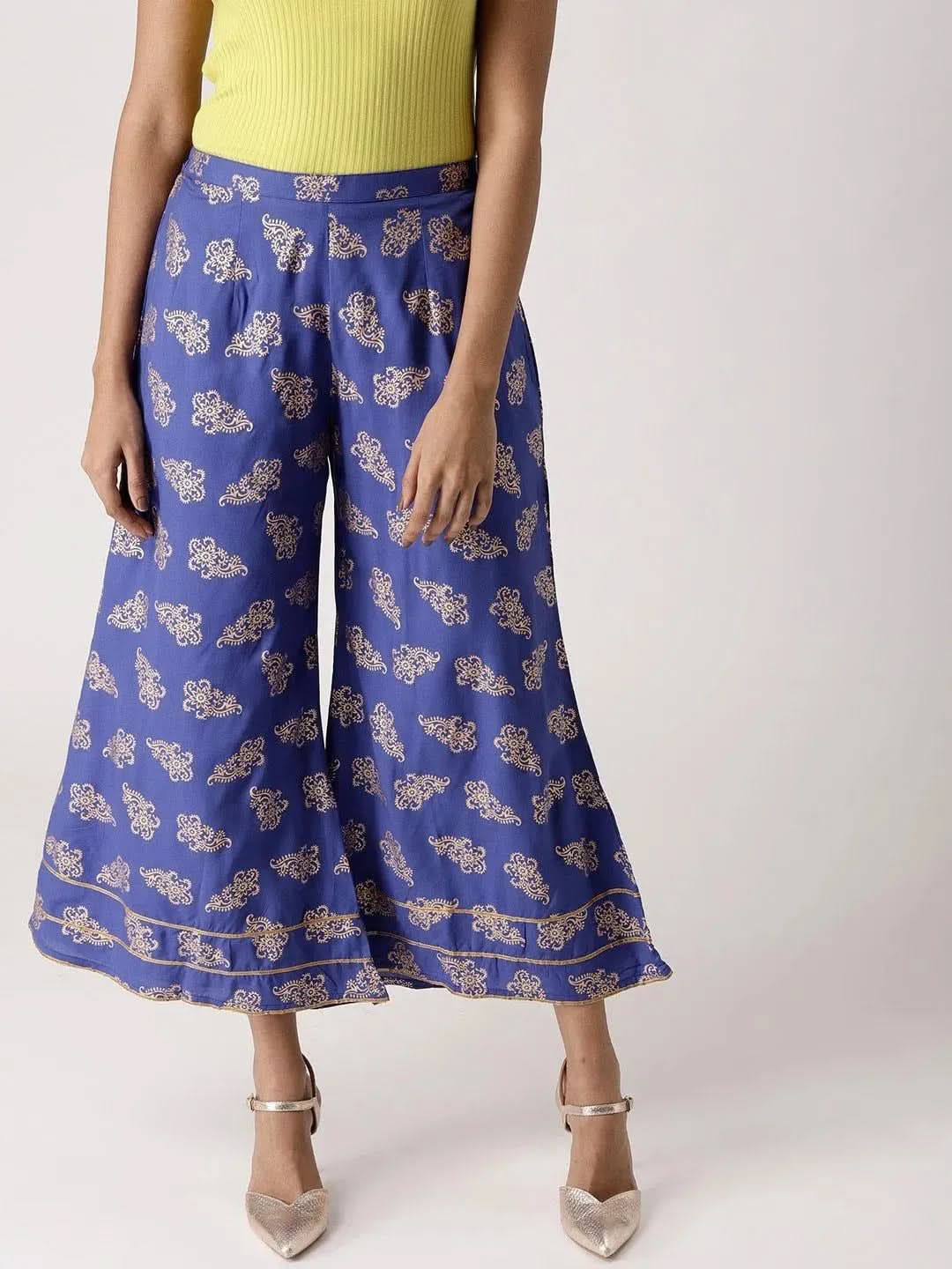 

Buy Blue Printed Rayon Palazzos - PL523- | Libas Ethnic Wear Online
