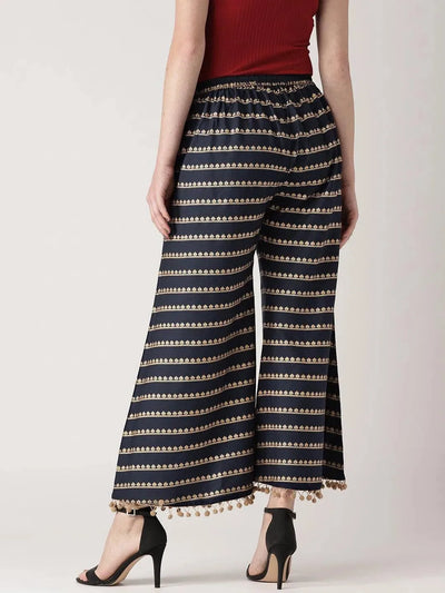 Blue Printed Rayon Palazzos - Libas