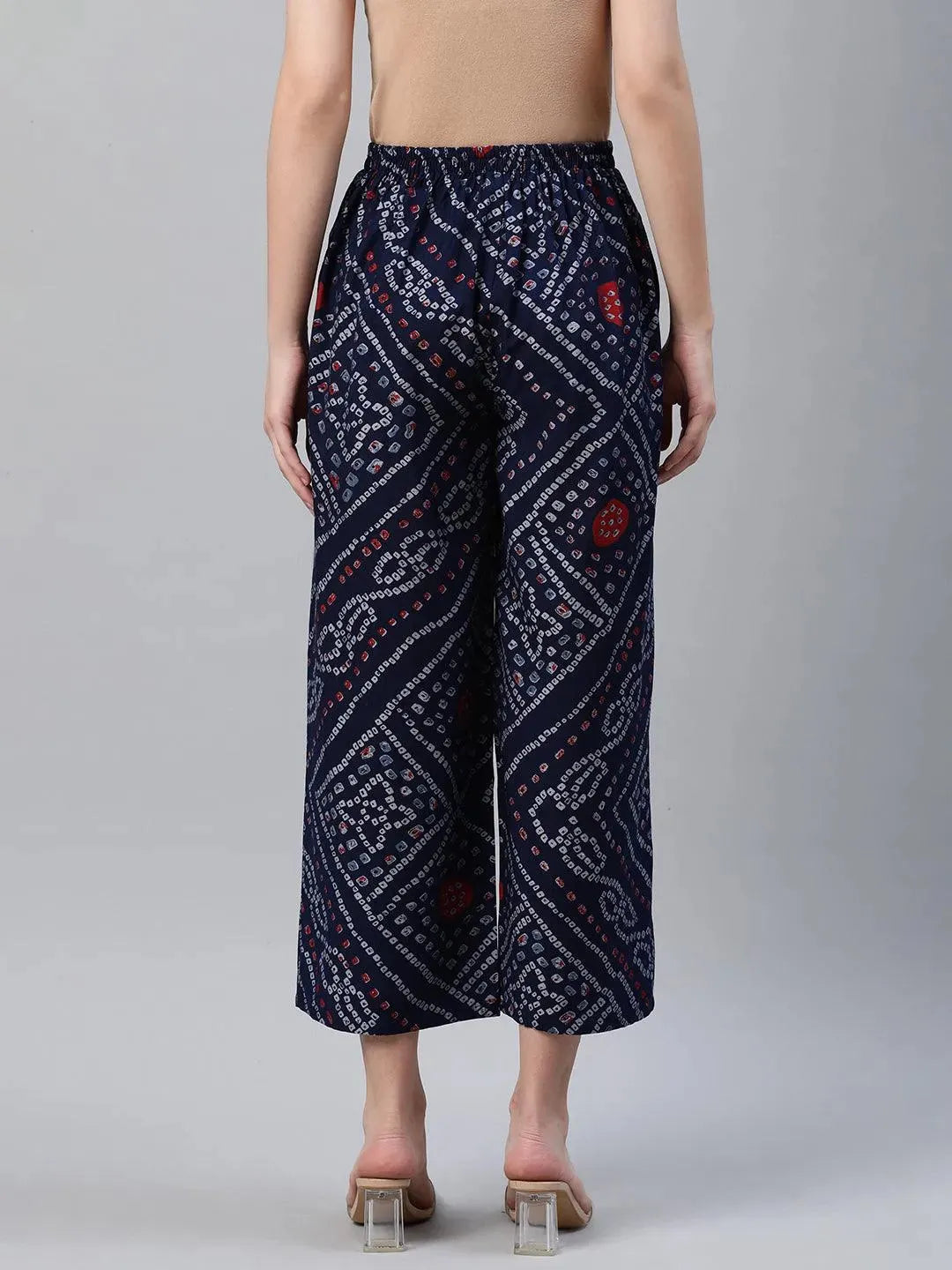 Blue Printed Rayon Palazzos - Libas