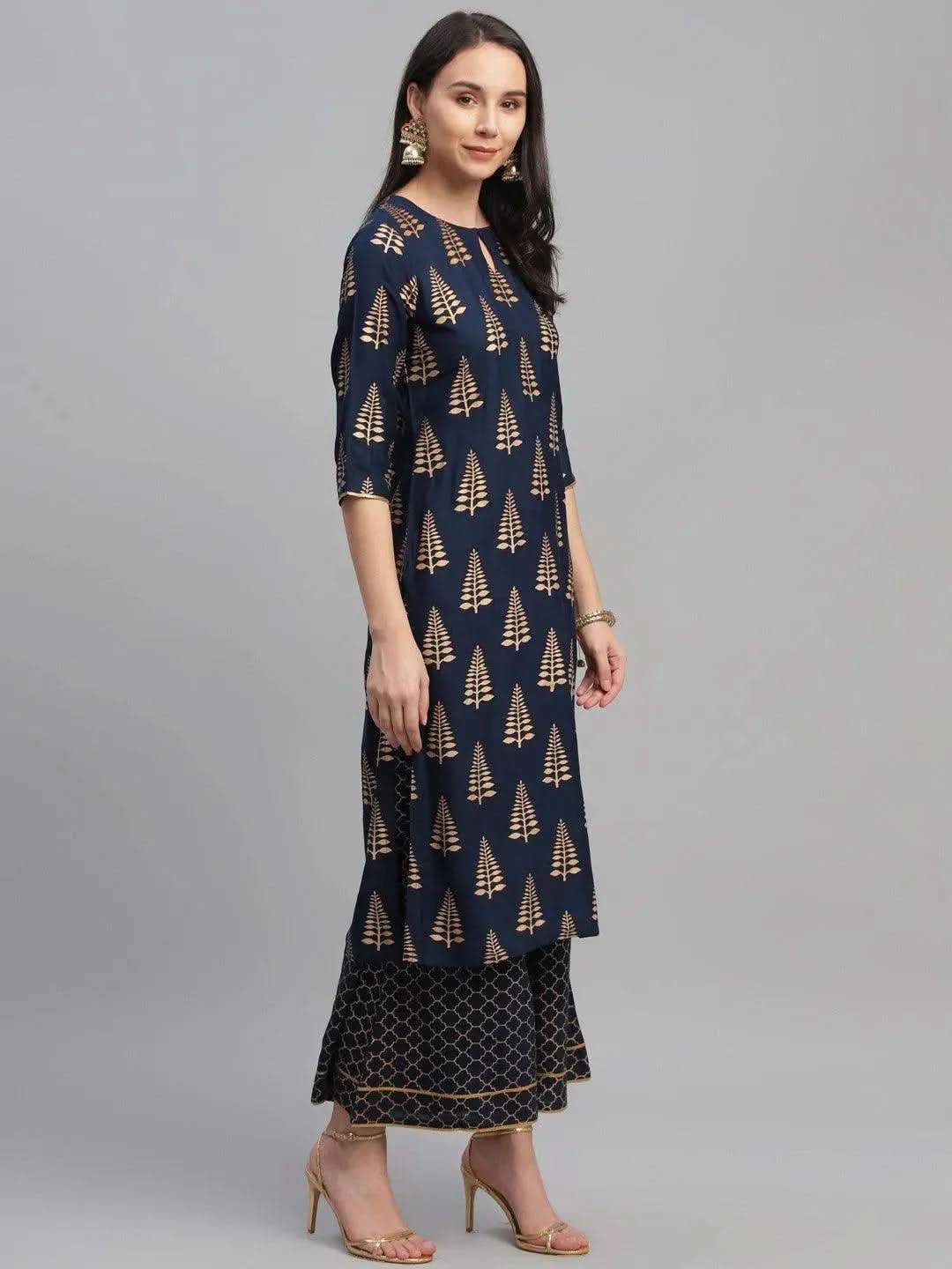 

Buy Blue Printed Rayon Suit Set - 6843-XS | Libas Ethnic Wear Online