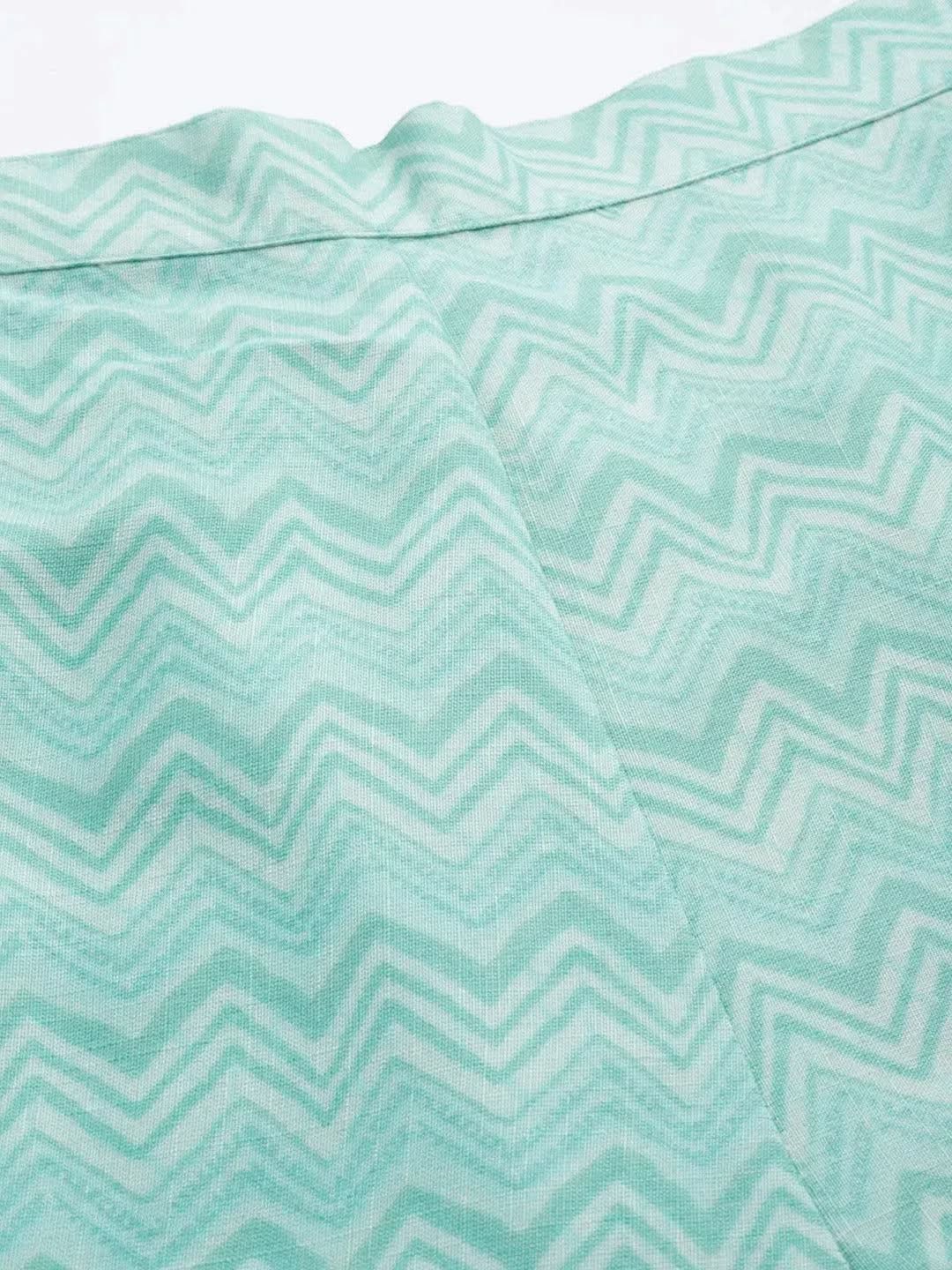 

Blue Printed Rayon Trousers