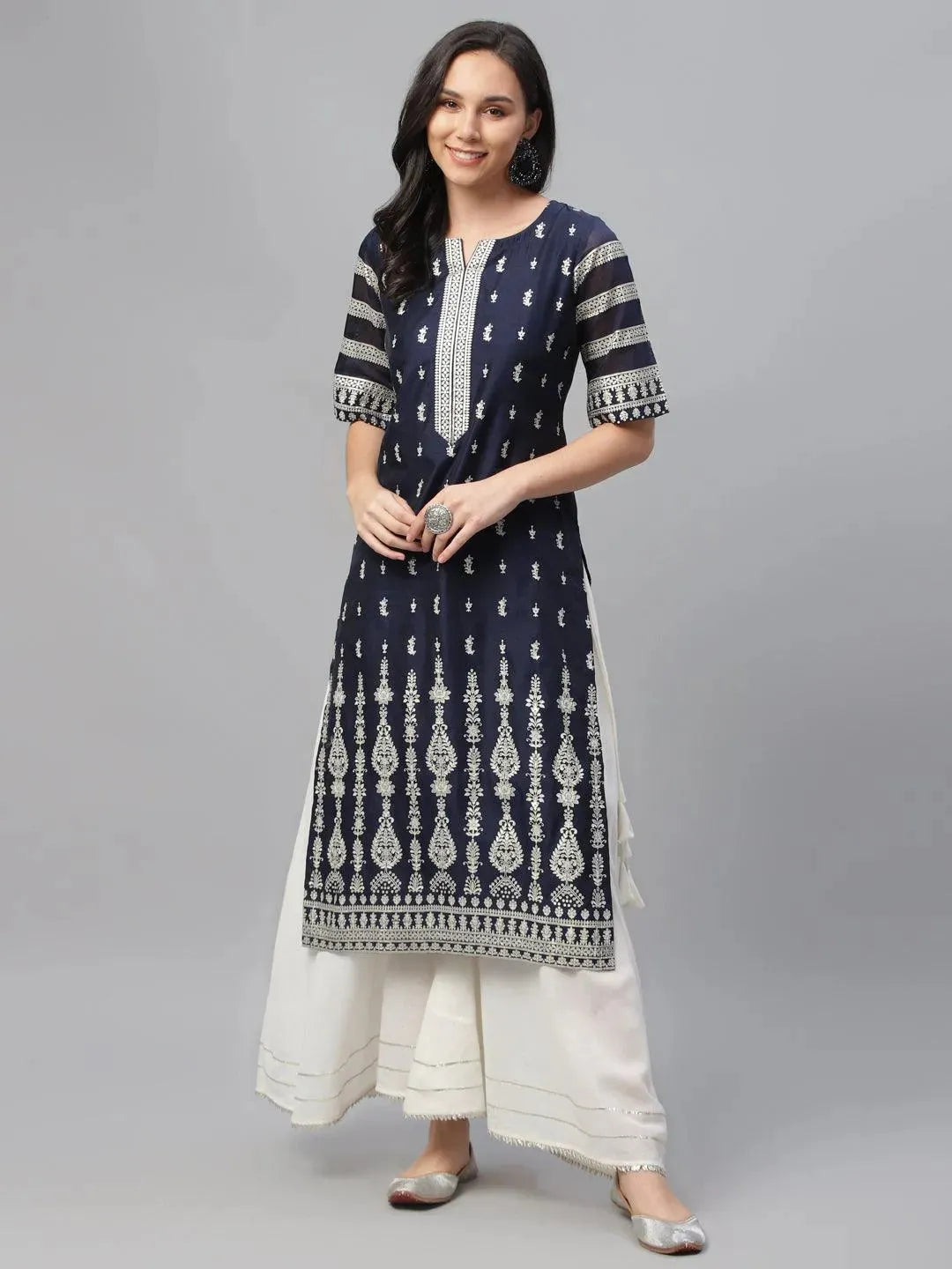 

Buy Blue Printed Shantoon Kurta - 9160- | Libas Ethnic Wear Online