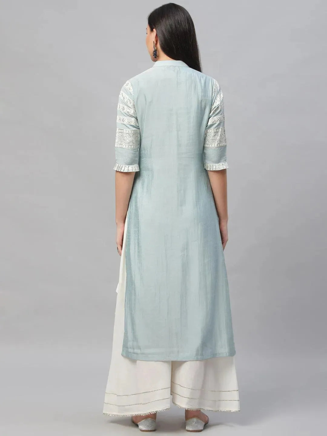 Blue Printed Shantoon Kurta - Libas