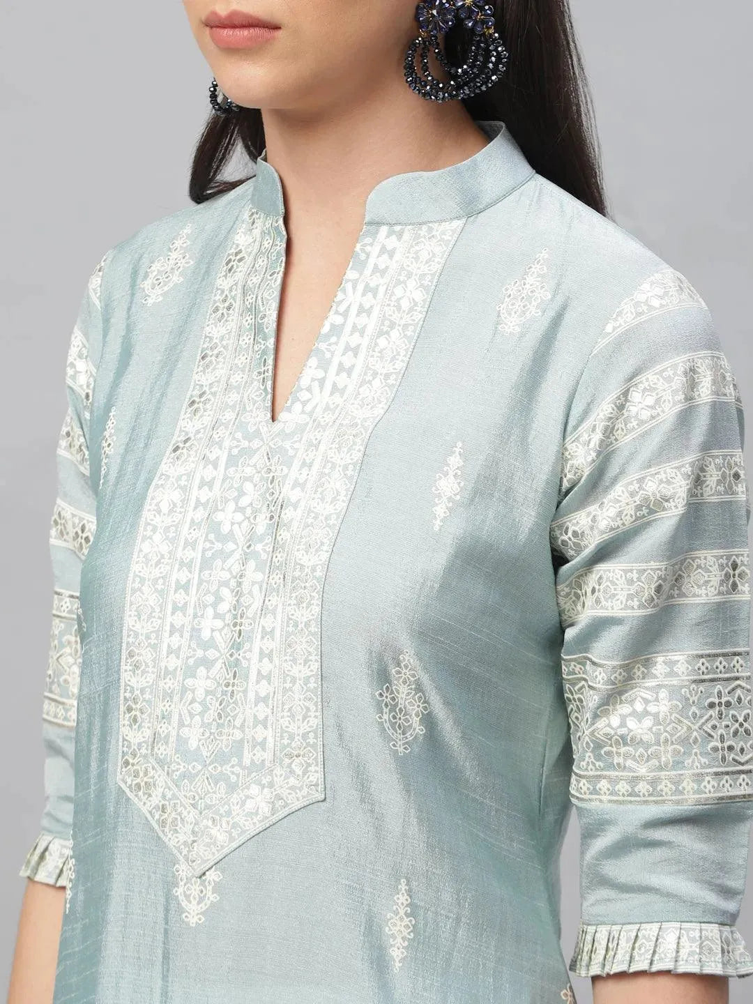 Blue Printed Shantoon Kurta - Libas