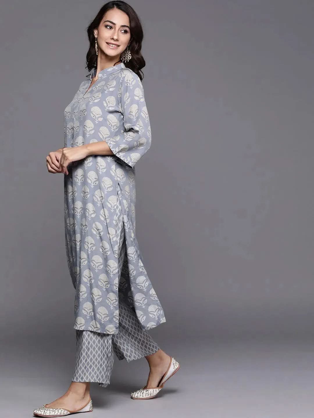

Buy Blue Printed Silk Blend Suit Set - 20262O- | Libas Ethnic Wear Online