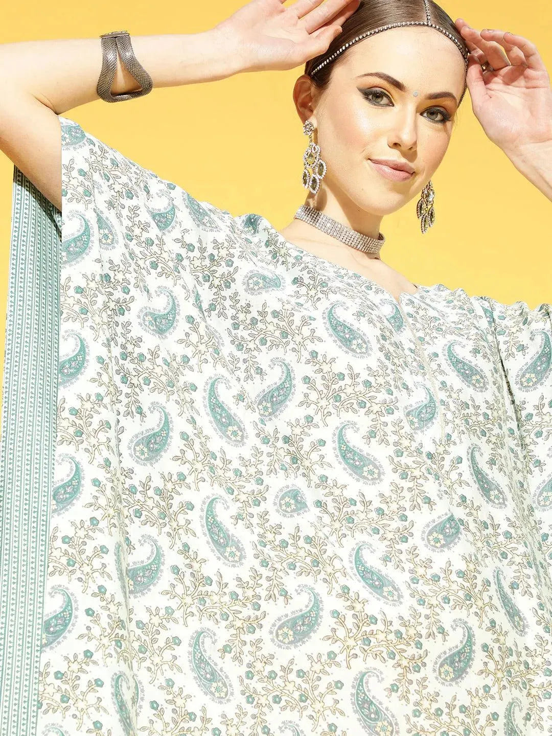 Blue Printed Silk Dress - Libas 