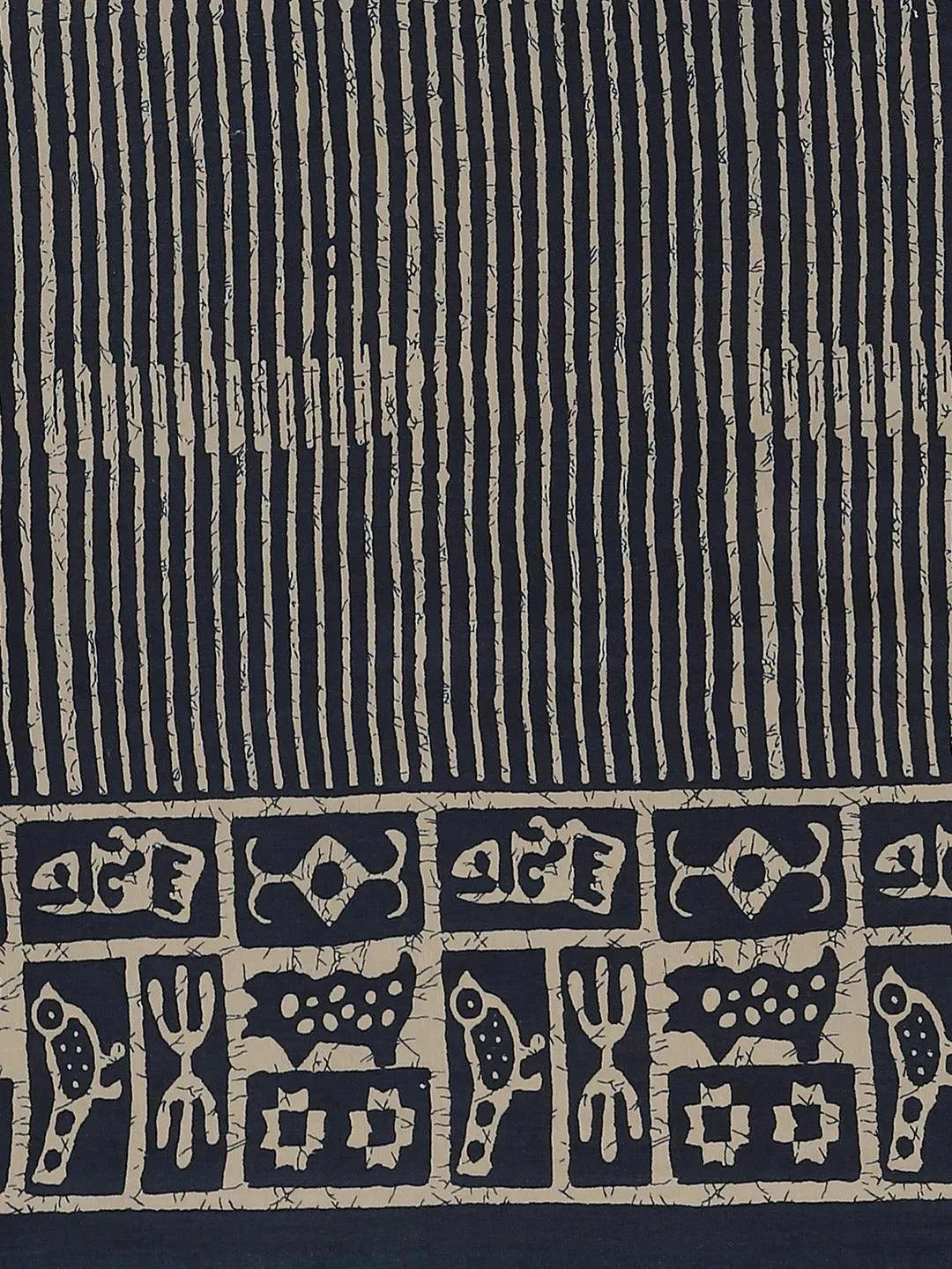 Blue Printed Silk Saree - Libas 