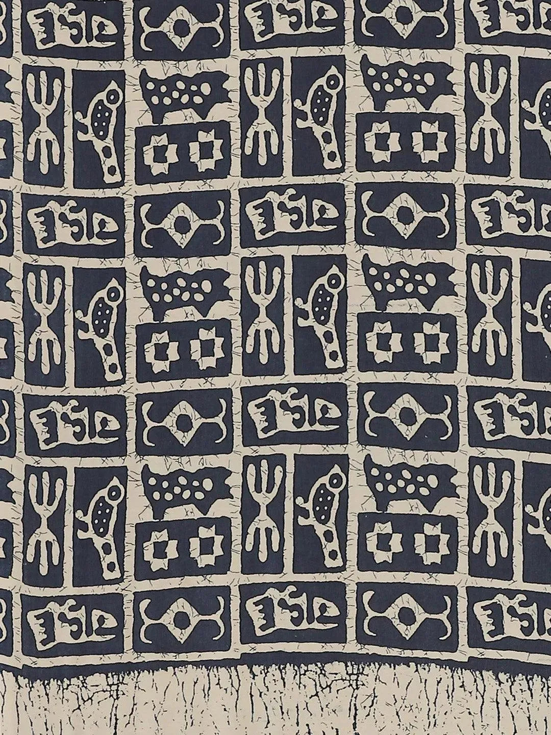 Blue Printed Silk Saree - Libas 