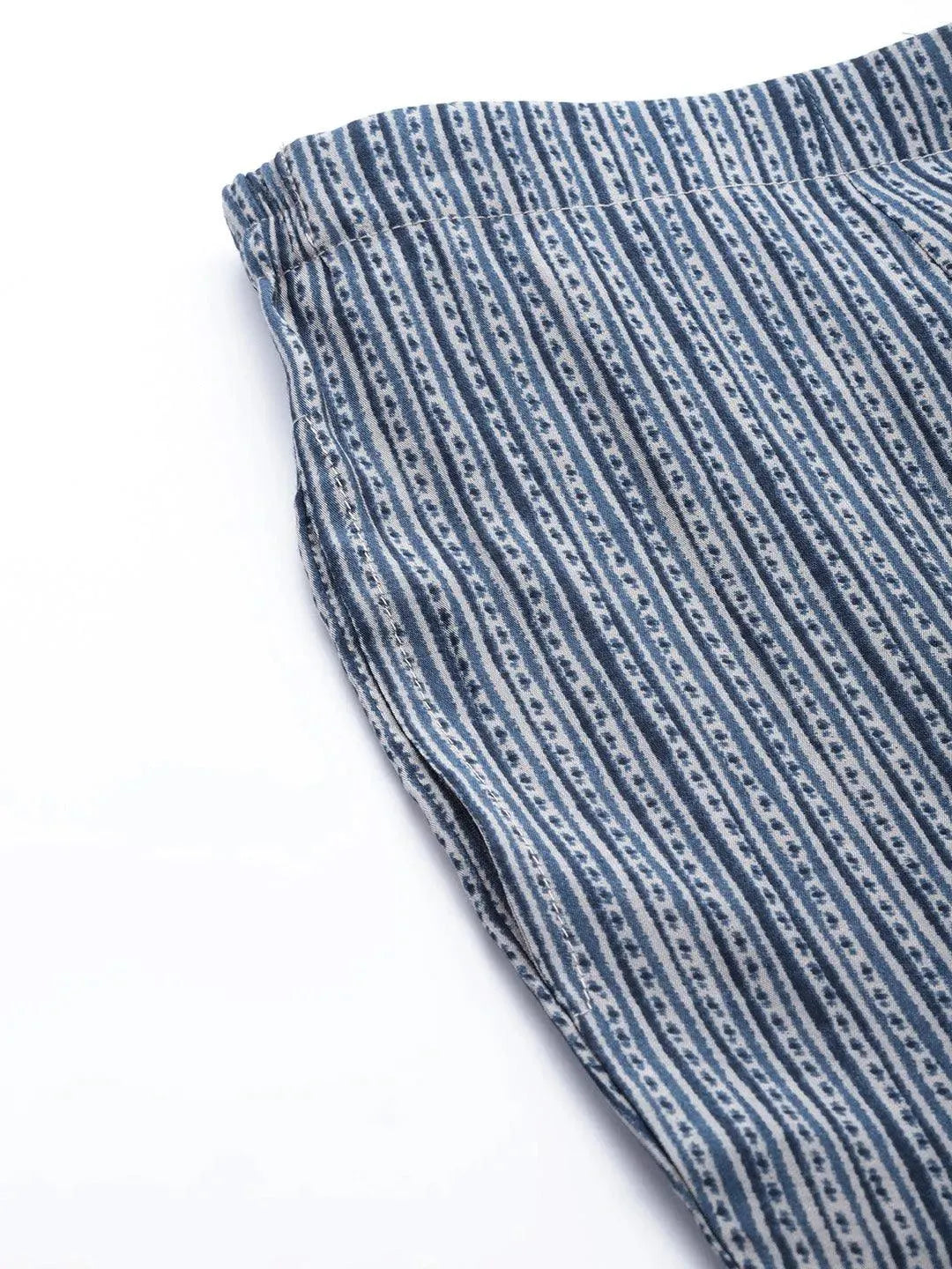 Blue Printed Silk Trousers - Libas 