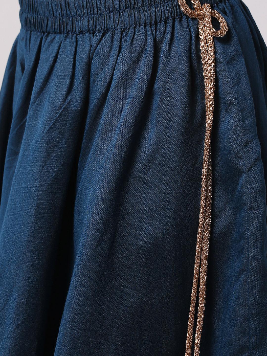 Blue Self Design Chanderi Silk Suit Set - Libas