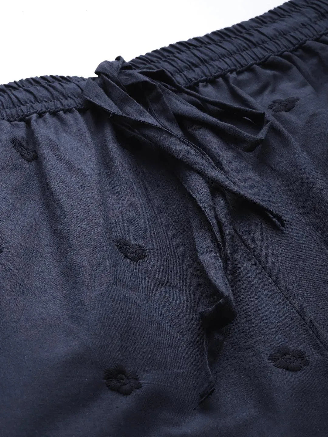 Blue Self Design Cotton Palazzos - Libas 