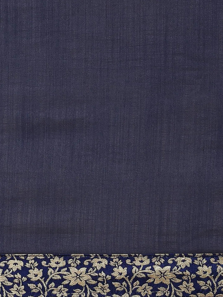 Blue Solid Chiffon Saree - Libas