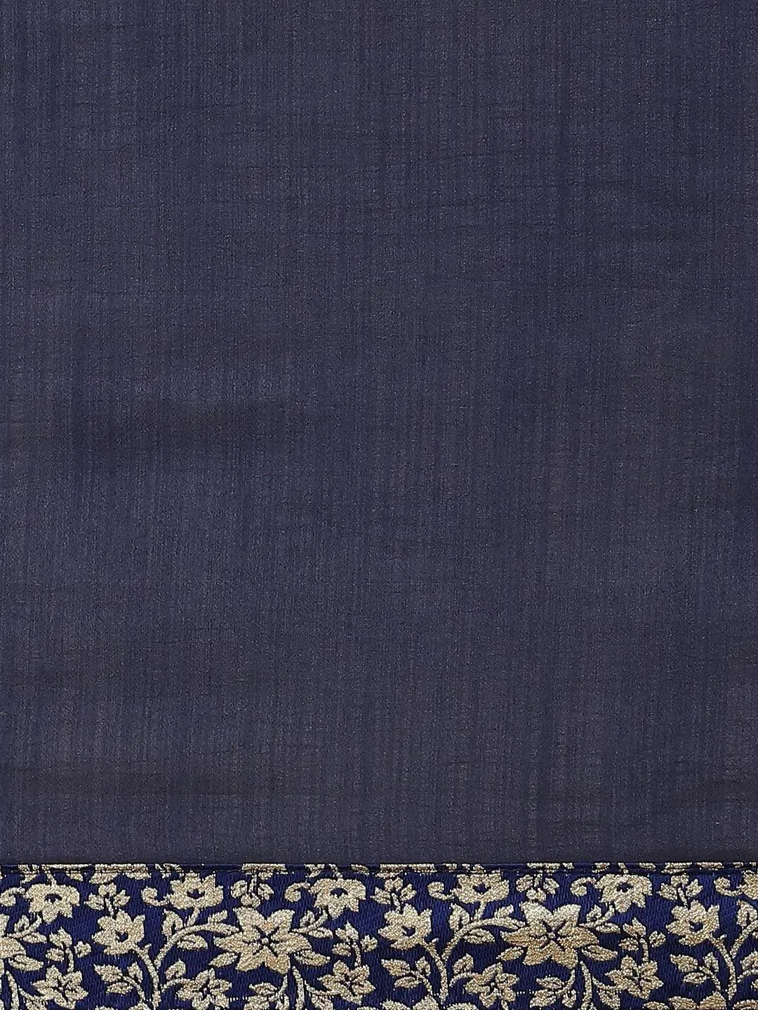 Blue Solid Chiffon Saree - Libas