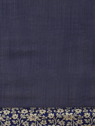 Blue Solid Chiffon Saree - Libas