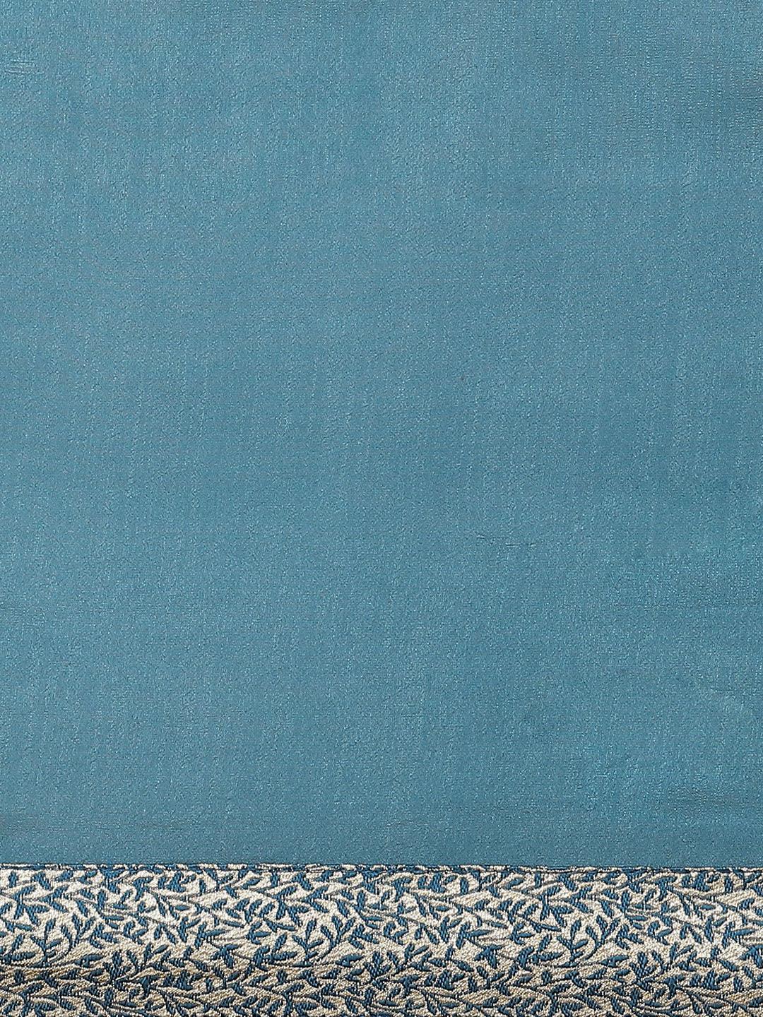 Blue Solid Chiffon Saree - Libas