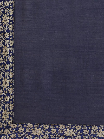 Blue Solid Chiffon Saree - Libas