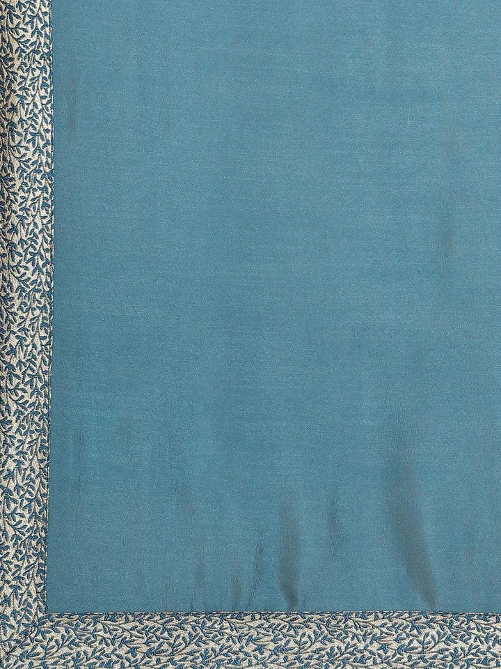 Blue Solid Chiffon Saree - Libas