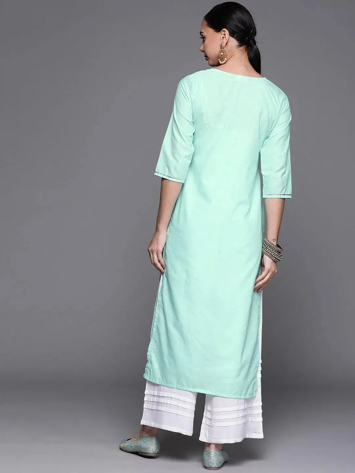 Blue Solid Cotton Kurta - Libas