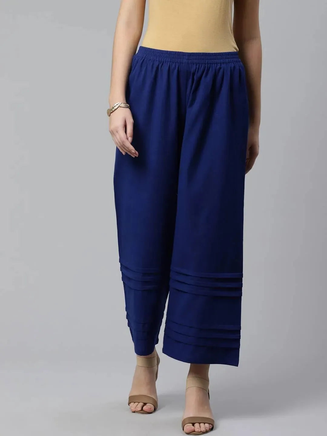 

Buy Blue Solid Cotton Palazzos - PL708- | Libas Ethnic Wear Online