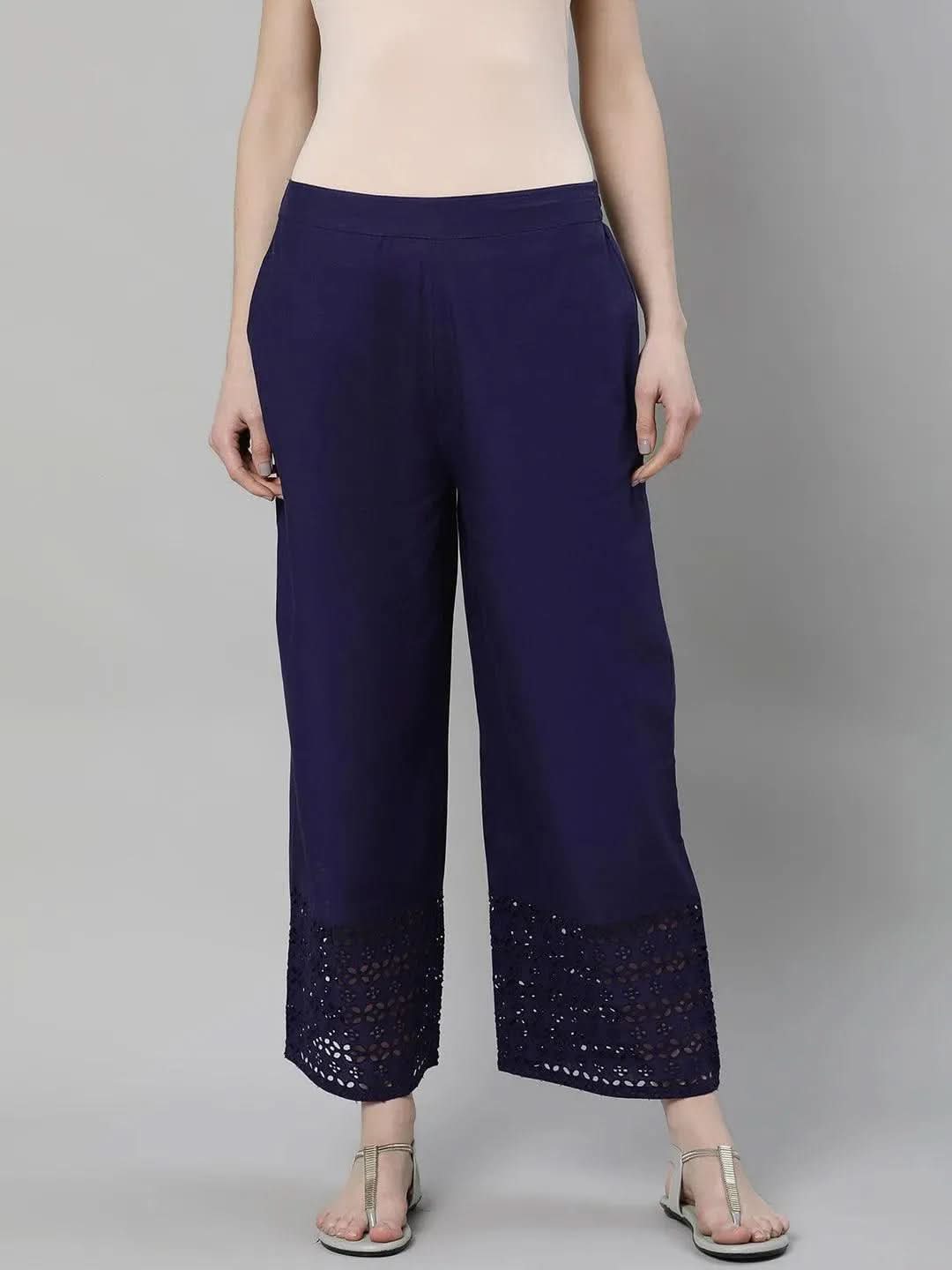 

Buy Blue Solid Cotton Palazzos - PL819-XXL | Libas Ethnic Wear Online