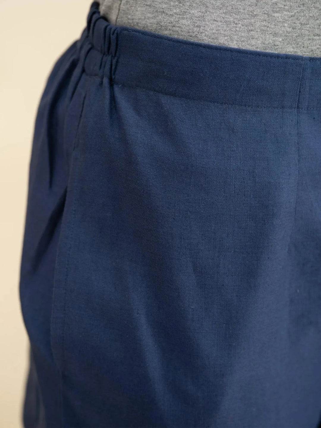 Blue Solid Cotton Trousers - Libas 