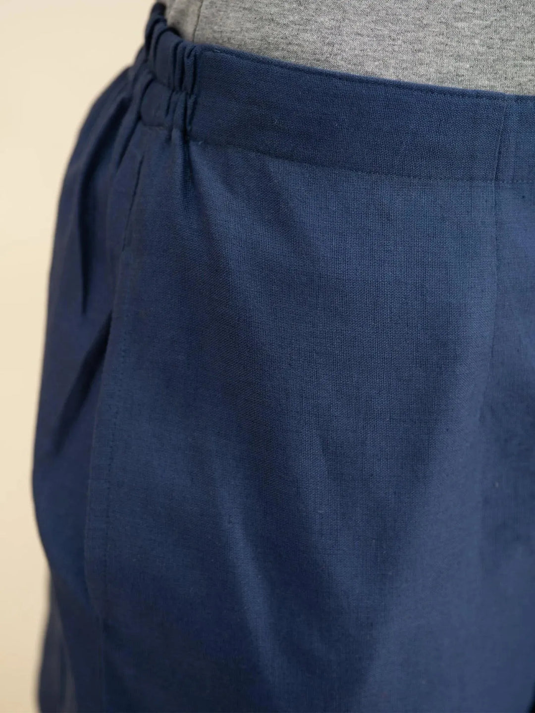 Blue Solid Cotton Trousers - Libas