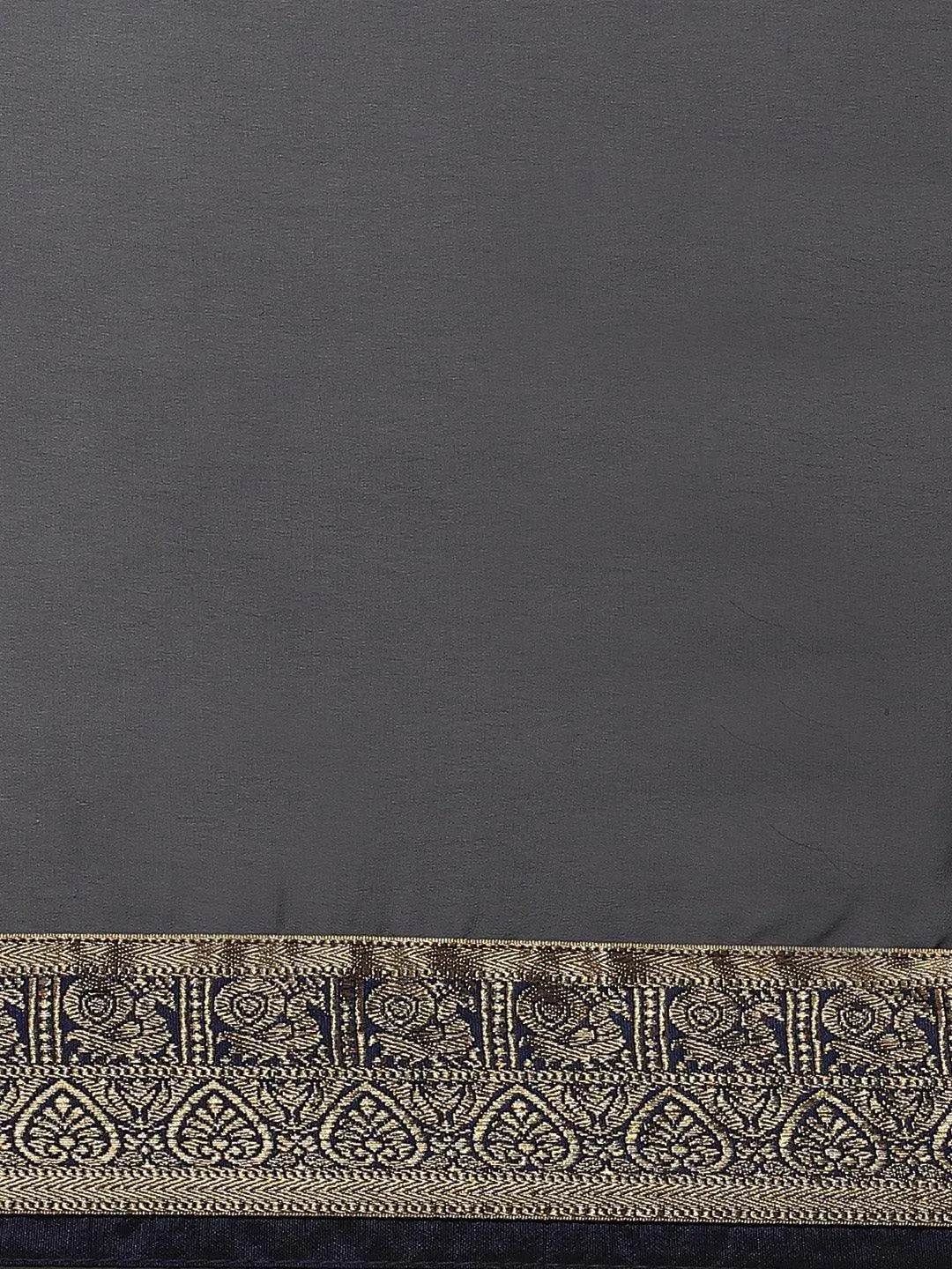 Blue Solid Georgette Saree - Libas 