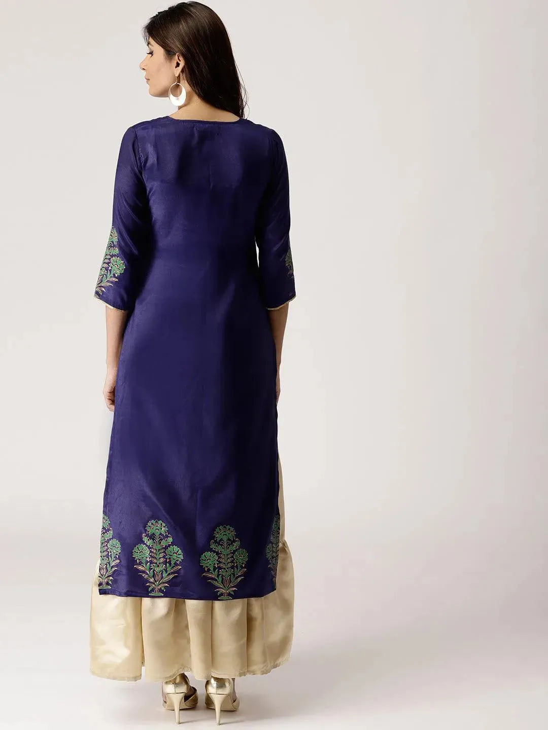 Blue Solid Polyester Suit Set - Libas 