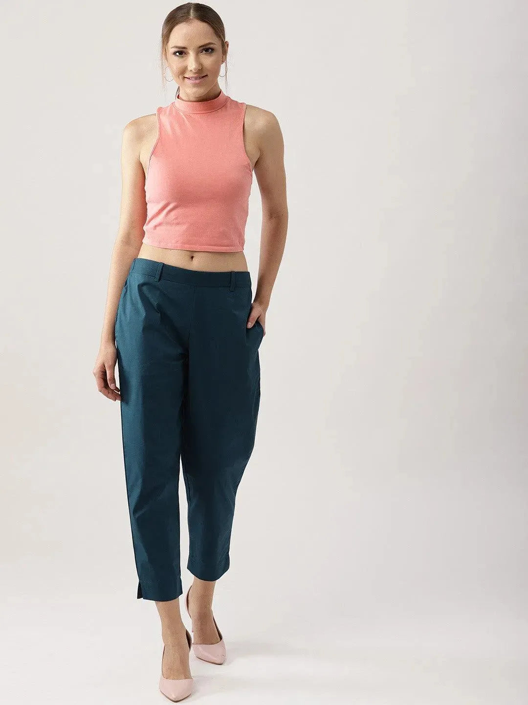 

Buy Blue Solid Polyester Trousers - B194- | Libas Ethnic Wear Online