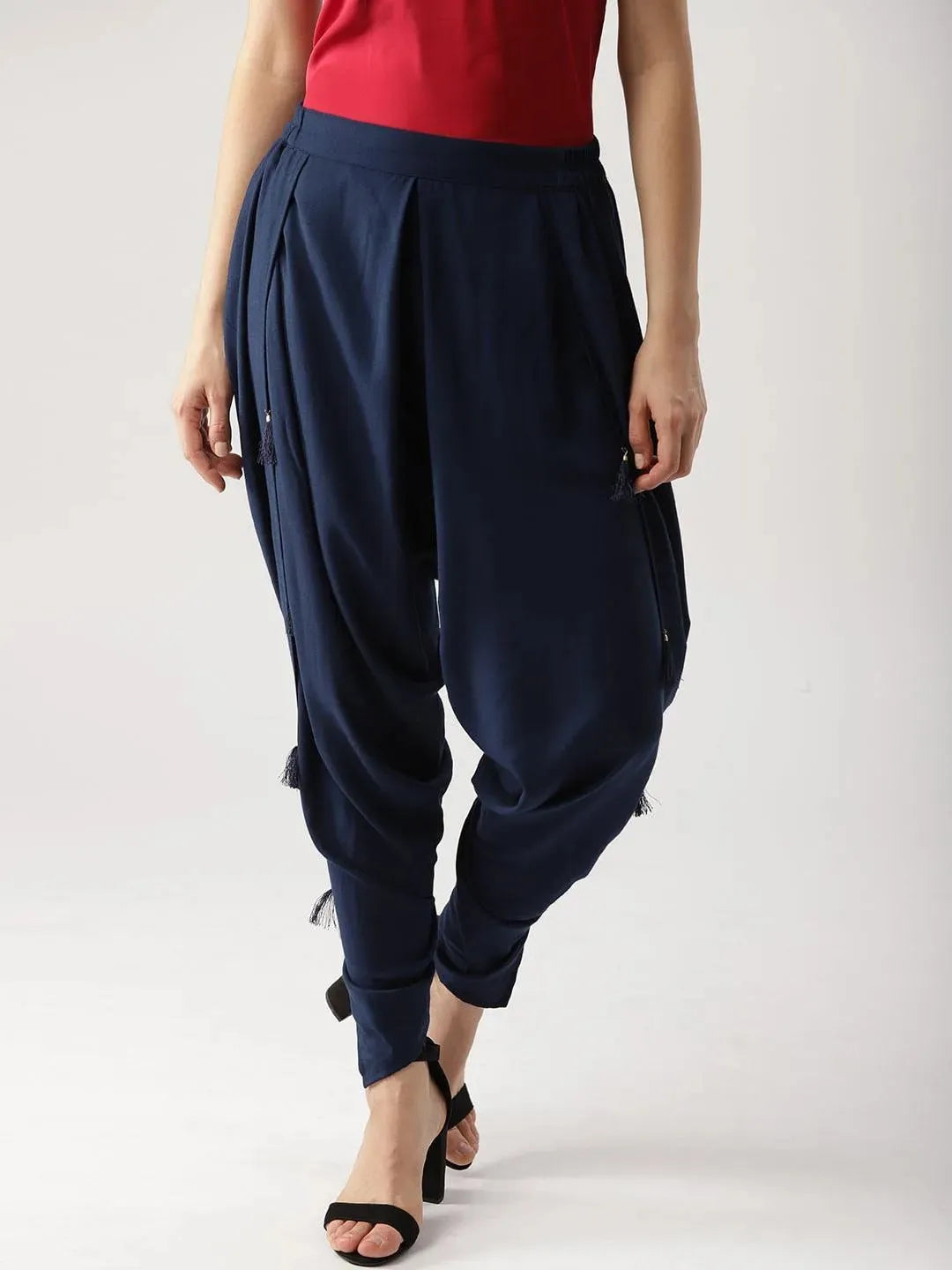 Blue Solid Rayon Dhotis - Libas