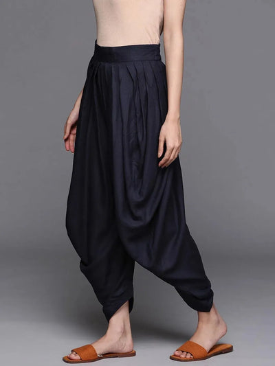 Blue Solid Rayon Salwar Pants - Libas