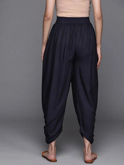Blue Solid Rayon Salwar Pants - Libas