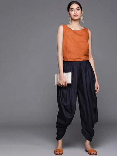 Blue Solid Rayon Salwar Pants - Libas