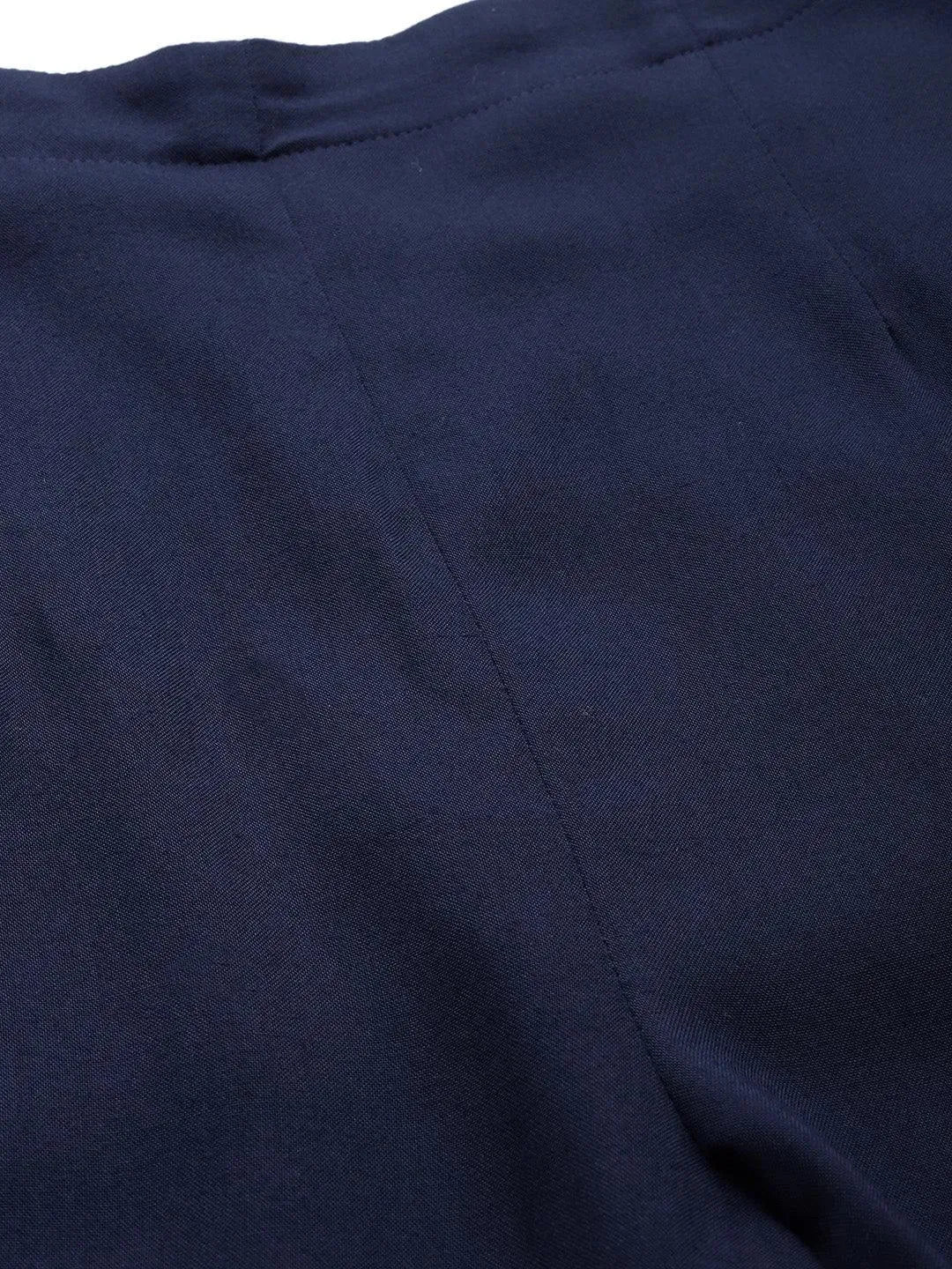 Blue Solid Rayon Trousers - Libas 