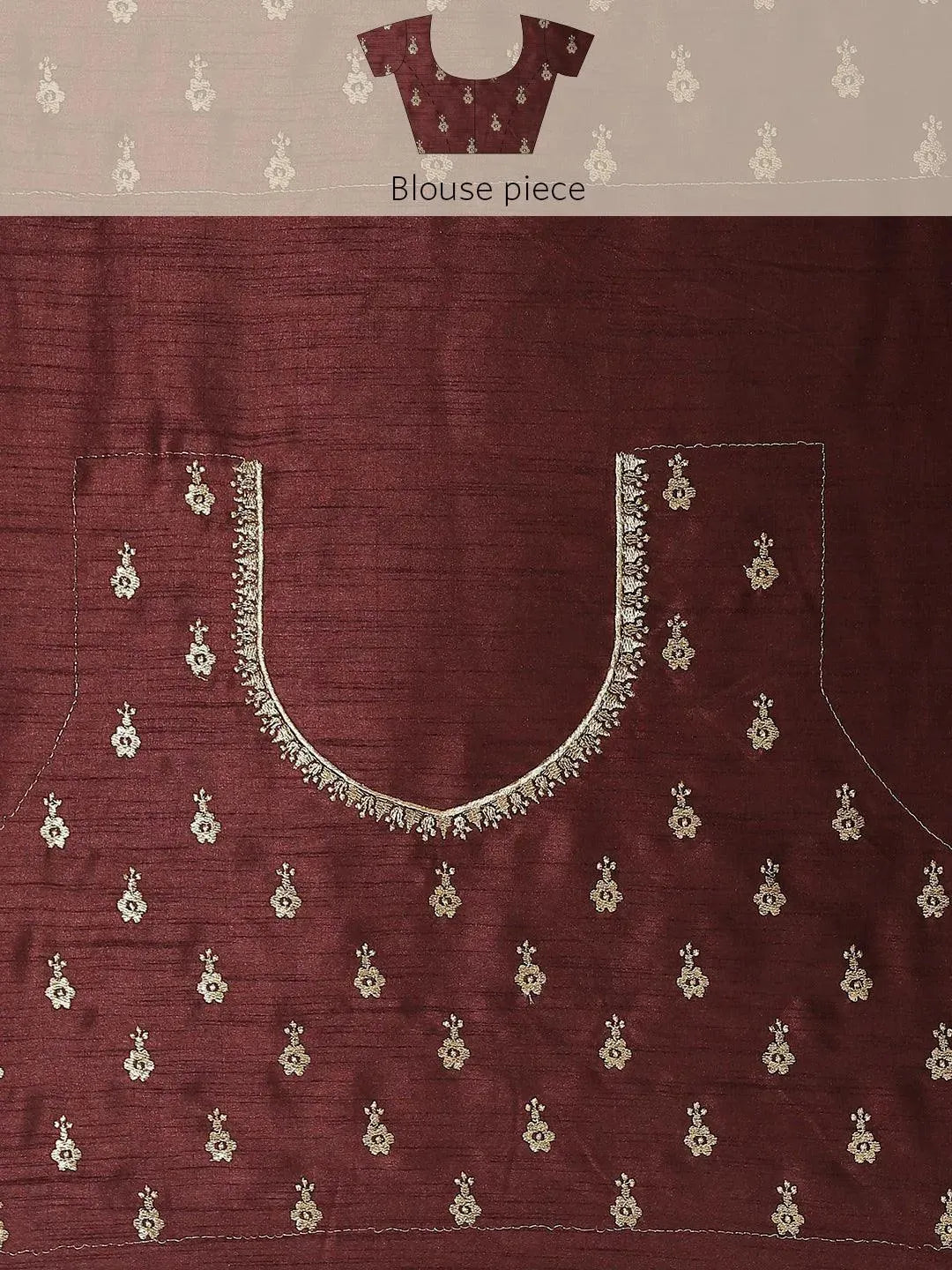 Blue Solid Silk Blend Saree - Libas 