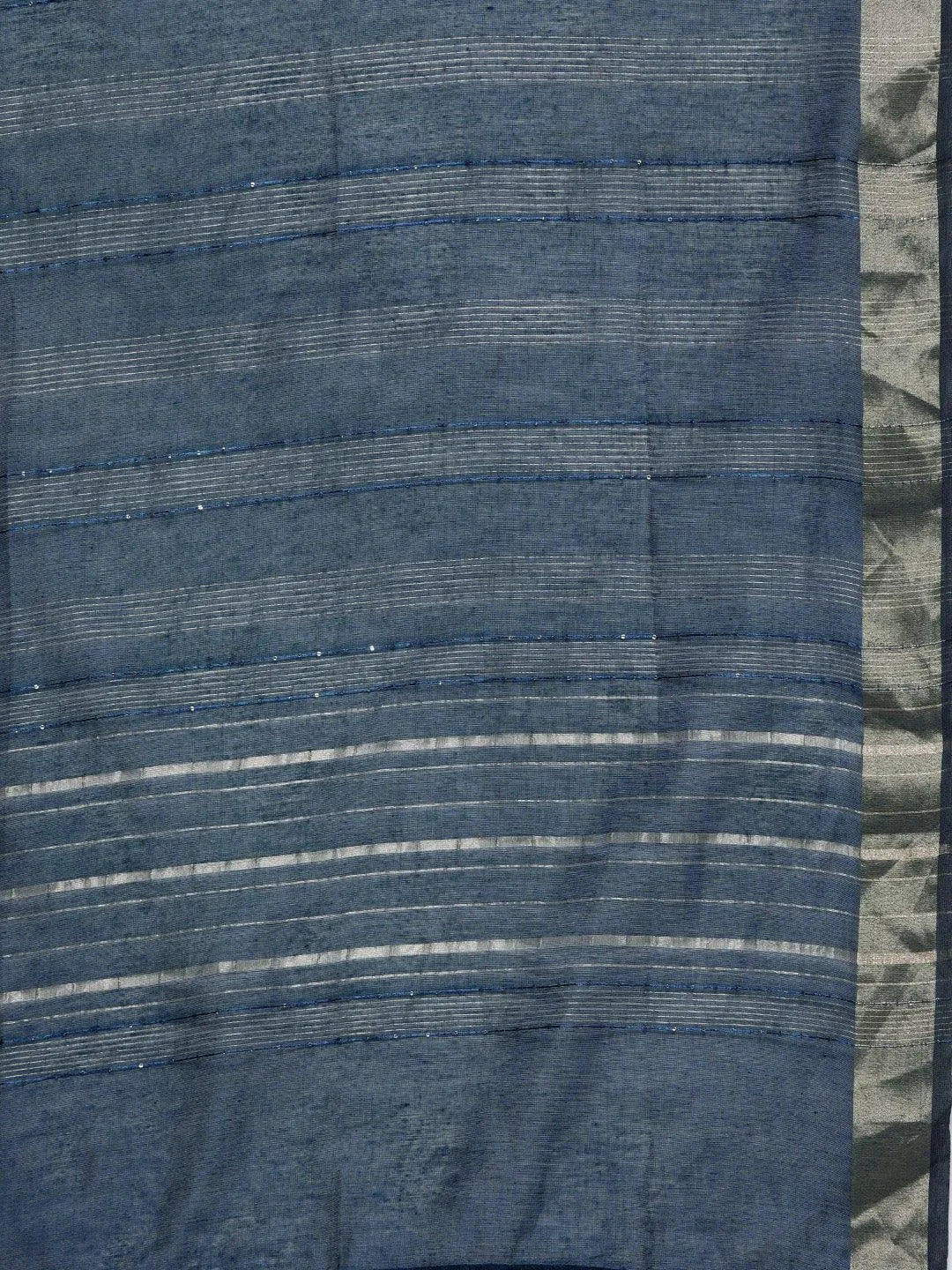 Blue Solid Silk Blend Straight Kurta With Trousers & Dupatta - Libas 