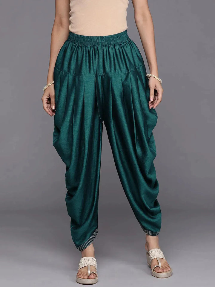 Blue Solid Silk Salwar Pants - Libas