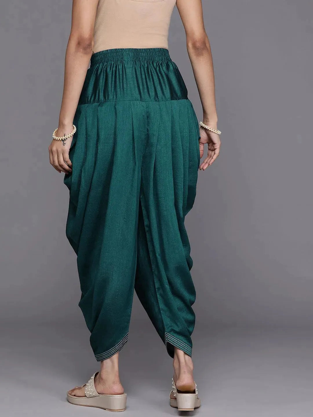 Blue Solid Silk Salwar Pants - Libas