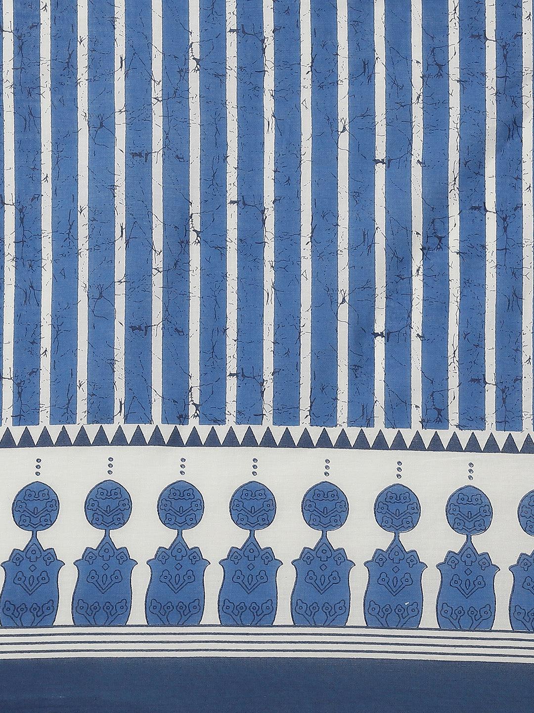 Blue Striped Cotton Saree