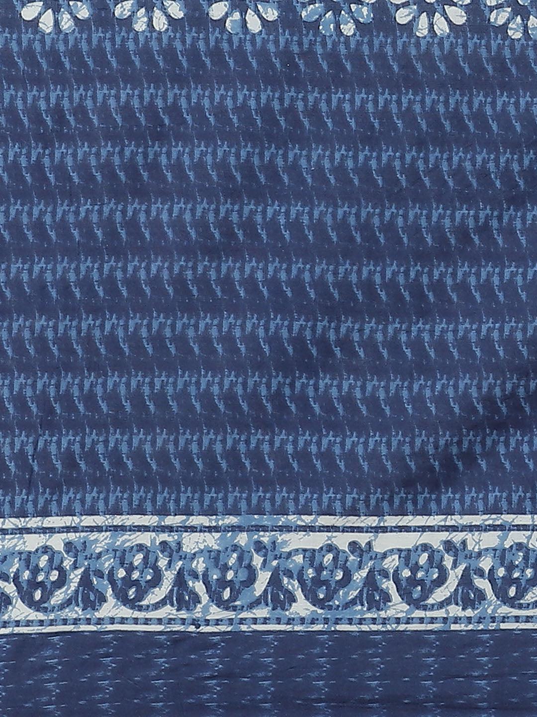 Blue Striped Cotton Saree