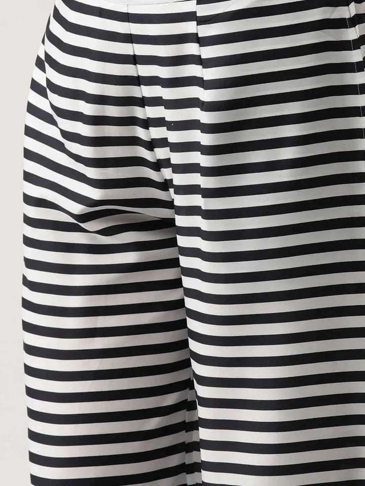 Blue Striped Crepe Palazzos - Libas