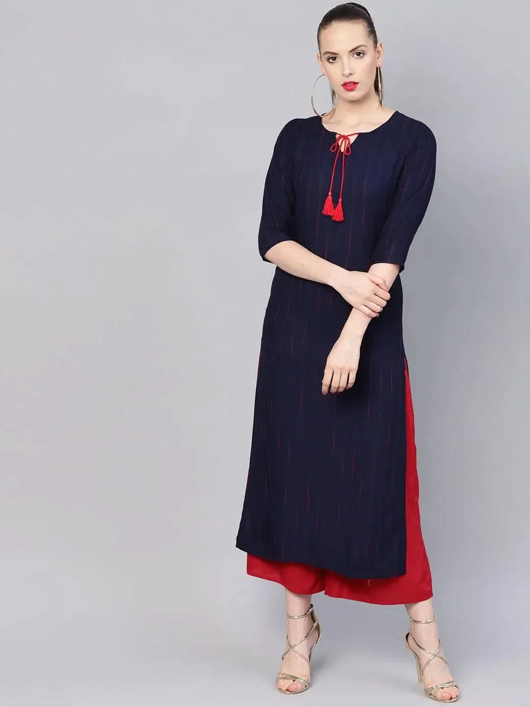 

Buy Blue Striped Rayon Kurta - 8352MJ- | Libas Ethnic Wear Online