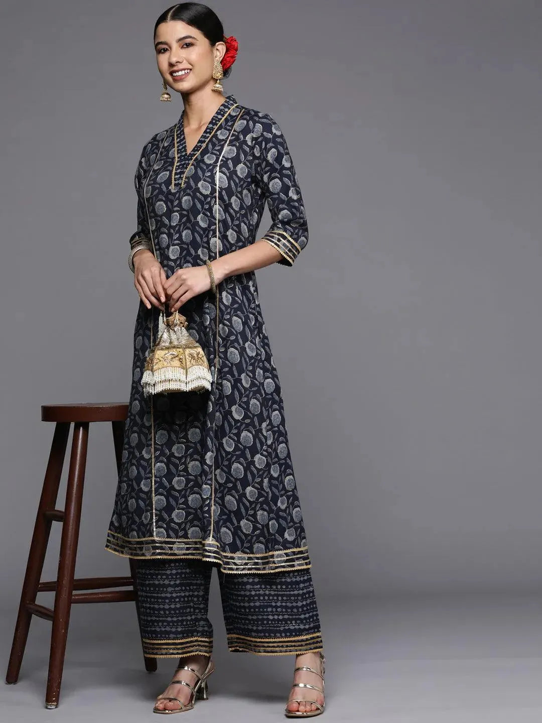 Blue Striped Rayon Palazzos - Libas 