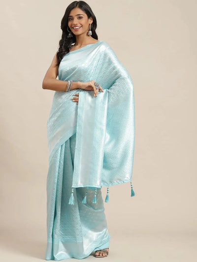 Blue Woven Design Art Silk Saree - Libas