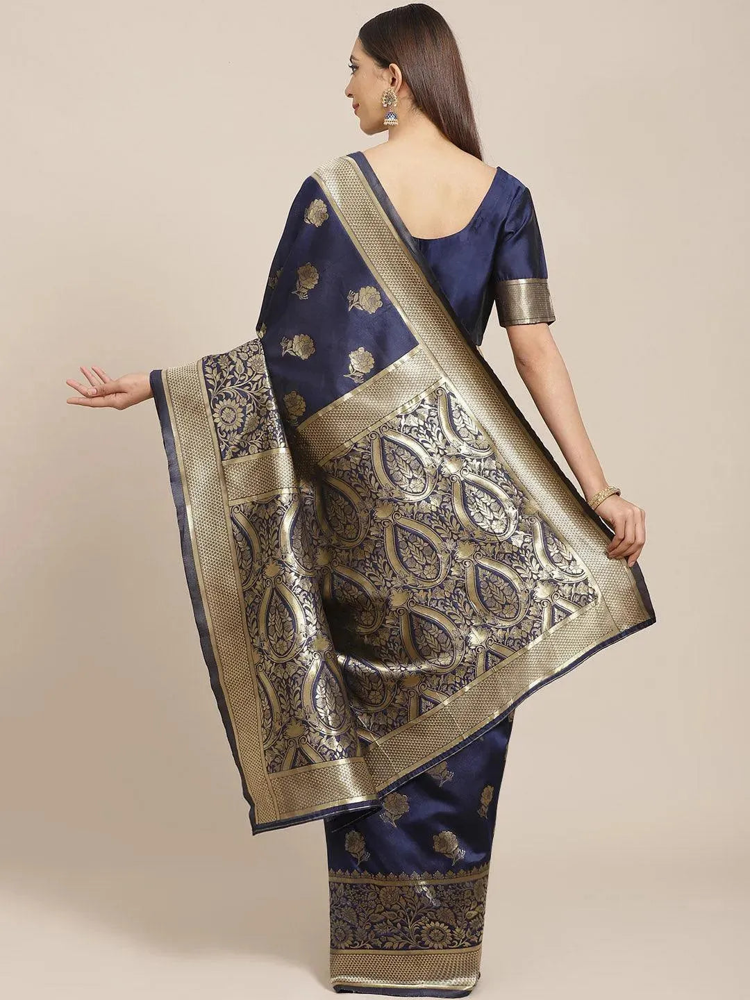 Blue Woven Design Brocade Saree - Libas