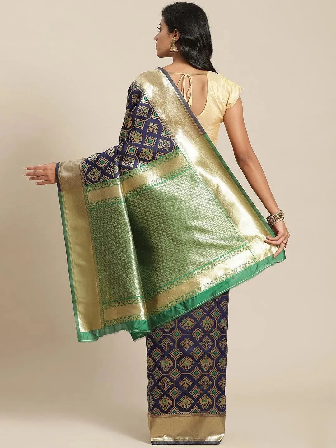 Blue Woven Design Brocade Saree - Libas