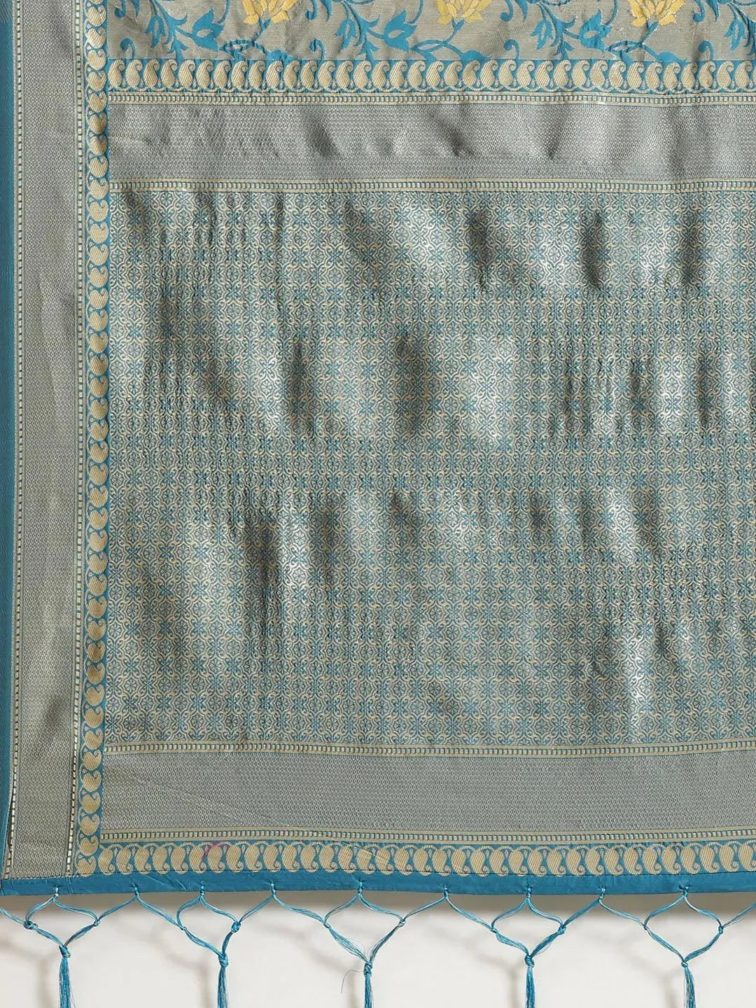 Blue Woven Design Brocade Saree - Libas 