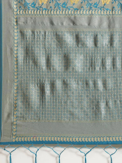Blue Woven Design Brocade Saree - Libas