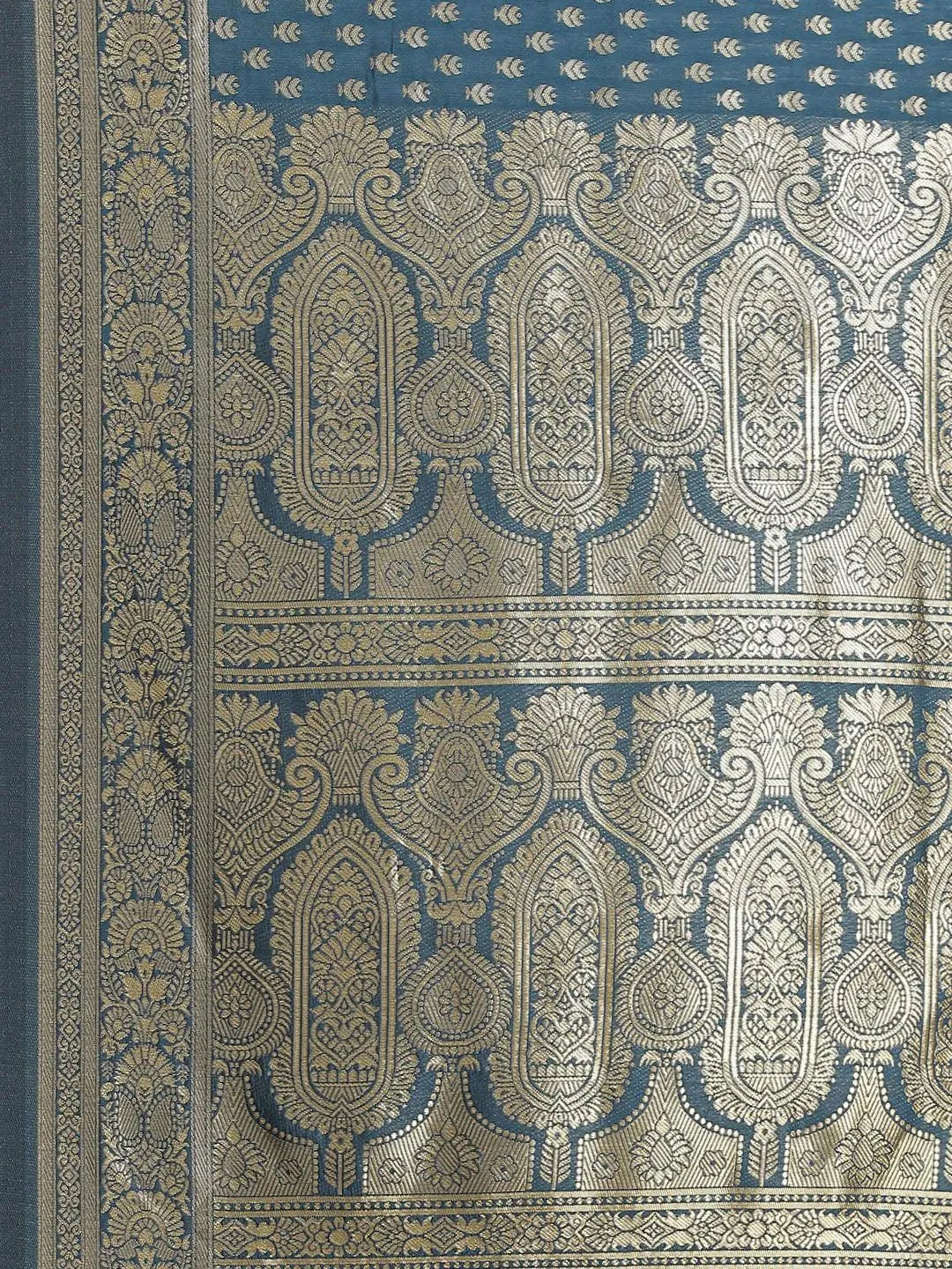 Blue Woven Design Brocade Saree - Libas 