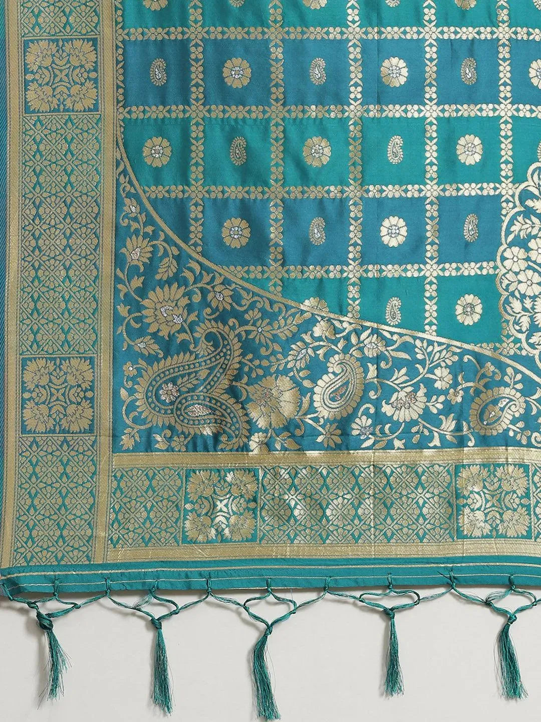 Blue Woven Design Brocade Saree - Libas